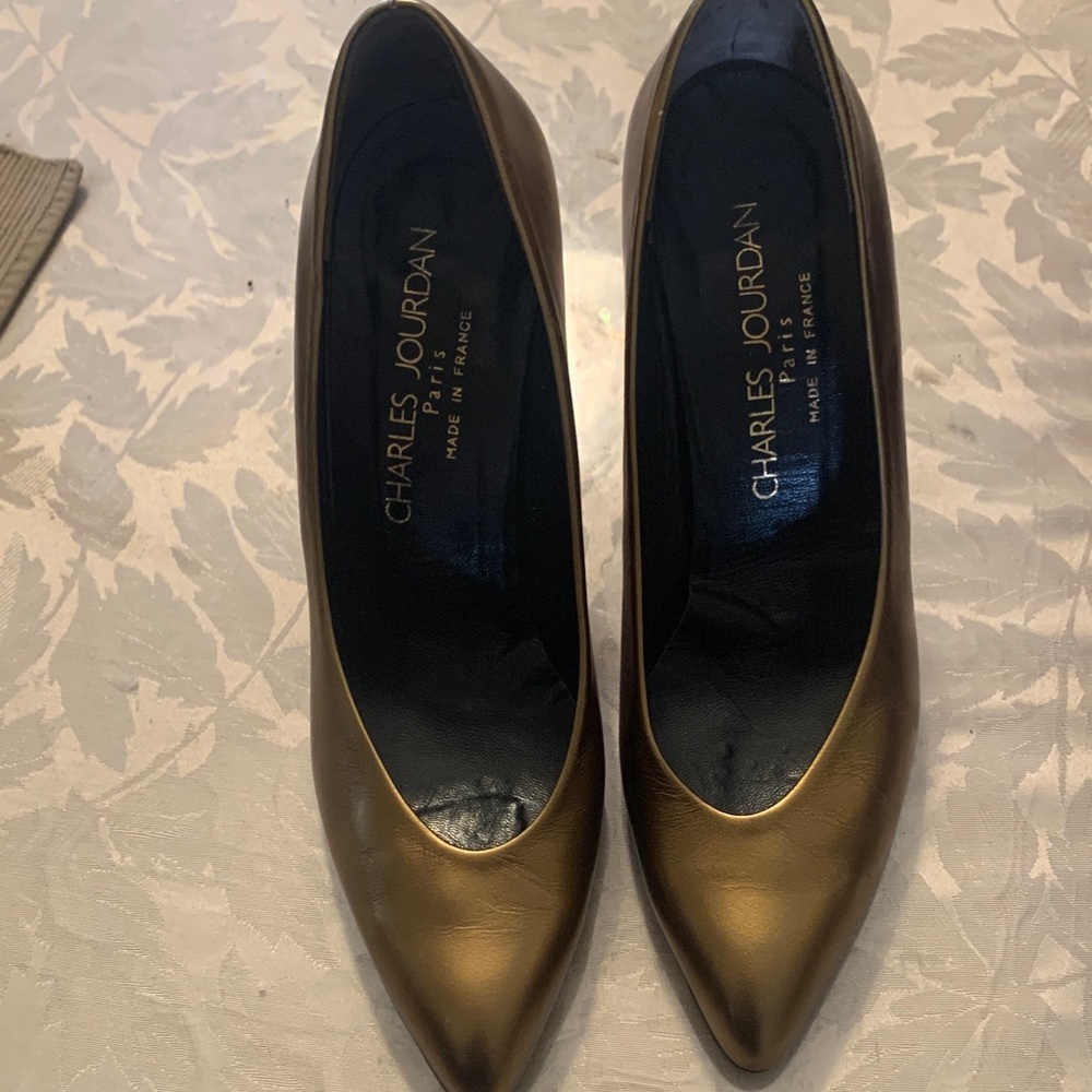 Charles Jourdan Metallic Gold Heels